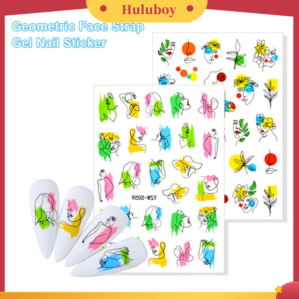 Huluboy Huluboy♡ 3 Pcs Stiker Kuku 3D Multifungsi Tahan Lama Warna Alpukat Untuk Wanita