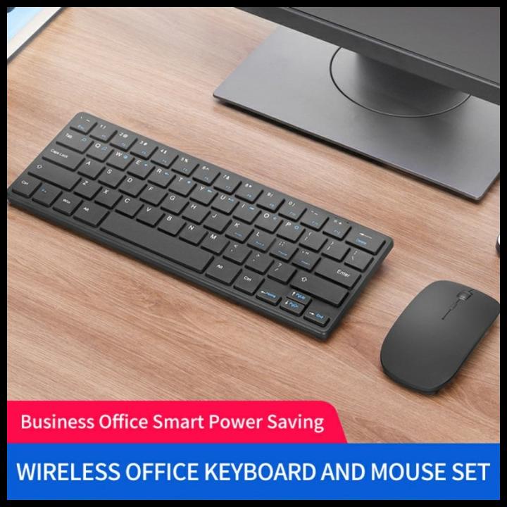 Keyboard Wireless Mouse Set Slim Premium Usb 64 Keys Tanpa Kabel Cable