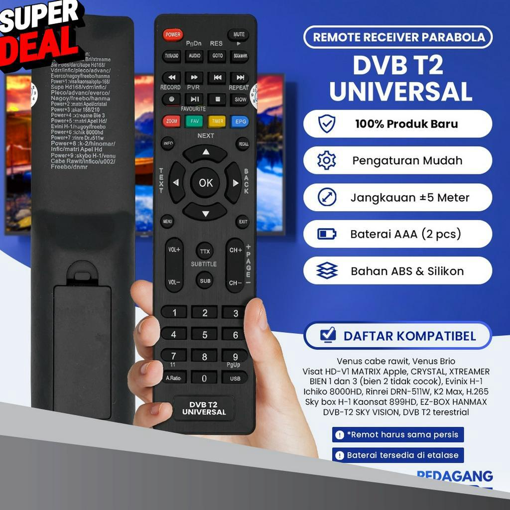 TERBAIK Remot Remote STB DVB T2 Receiver Parabola K2 Max
