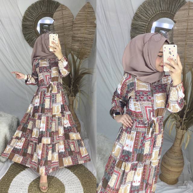 Redy gamis rayon viscose premium homedress, gamis rayon viscose