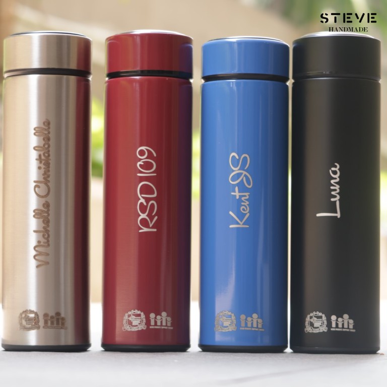 Botol minum stainless termos vacuum tumbler travel TM0301 SILVER Custom Tahan Air Panas dan Dingin