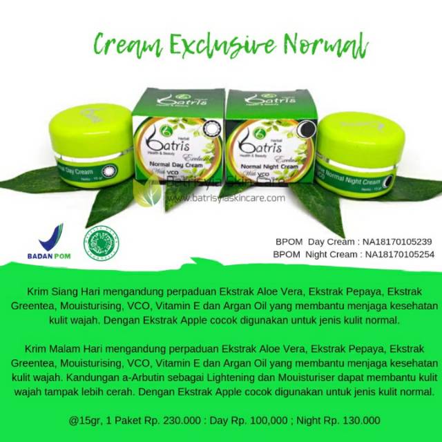 Cream Exclusive Normal Batrisyia Herbal Original Indonesia