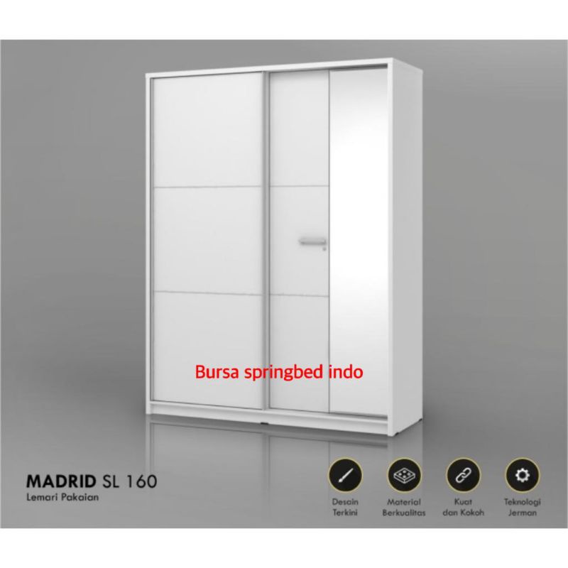 MADRID SL 160 lemari pakaian / lemari baju sliding geser kaca minimalis / wardrobe