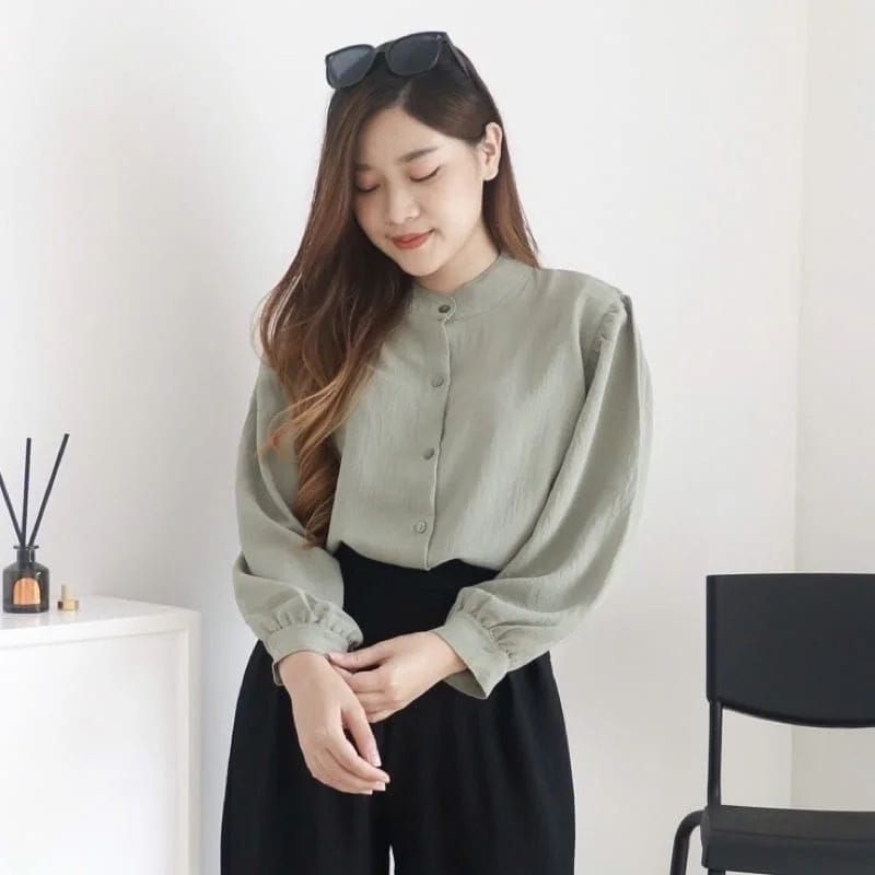 Blouse crinkle Premium termurah / Kemeja wanita Formal /blouse wanita kerah sanghai / Kemeja polos / Atasan wanita / Kemeja wanita terbaru