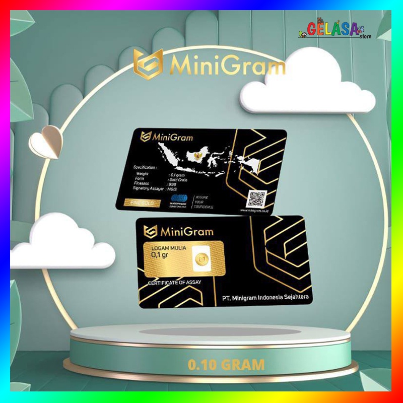 Gelasa Distributor Agen Resmi MINIGRAM Logam Mulia Emas Murni 24k Sertifikat Resmi 0,1 gram