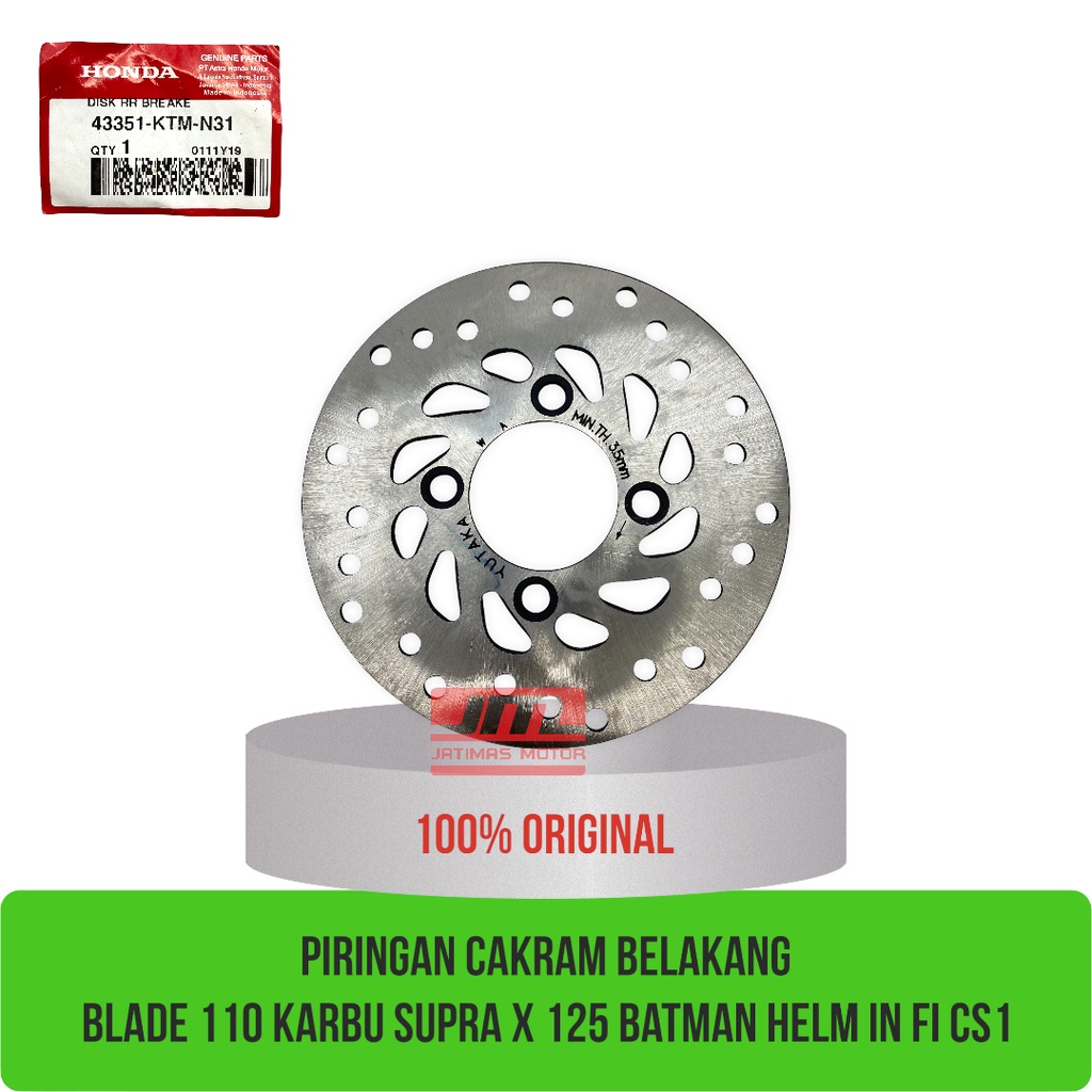 Piringan cakram belakang blade 110 karbu supra x 125 batman helm in fi cs1 43351-KTM-N31 43351-KTM-N