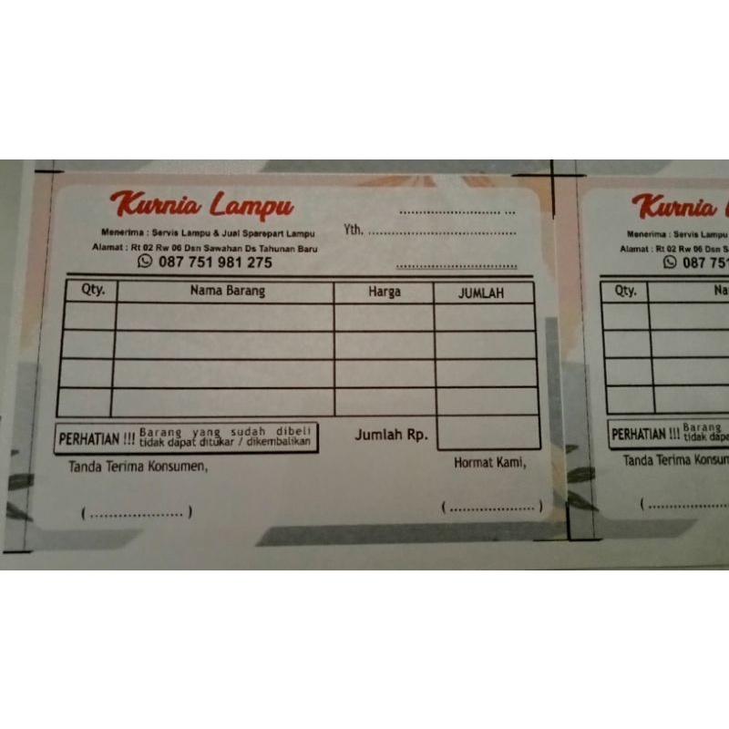 

nota custom | nota 1/8 folio | nota olshop nota 1ply