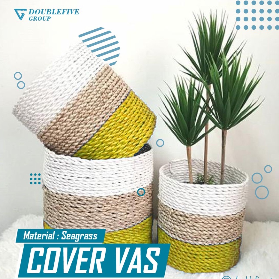 Cover Pot Anyaman Cover Pot Seagrass Cover Pot Bunga Cover Pot Anyam Isi 3 Pcs