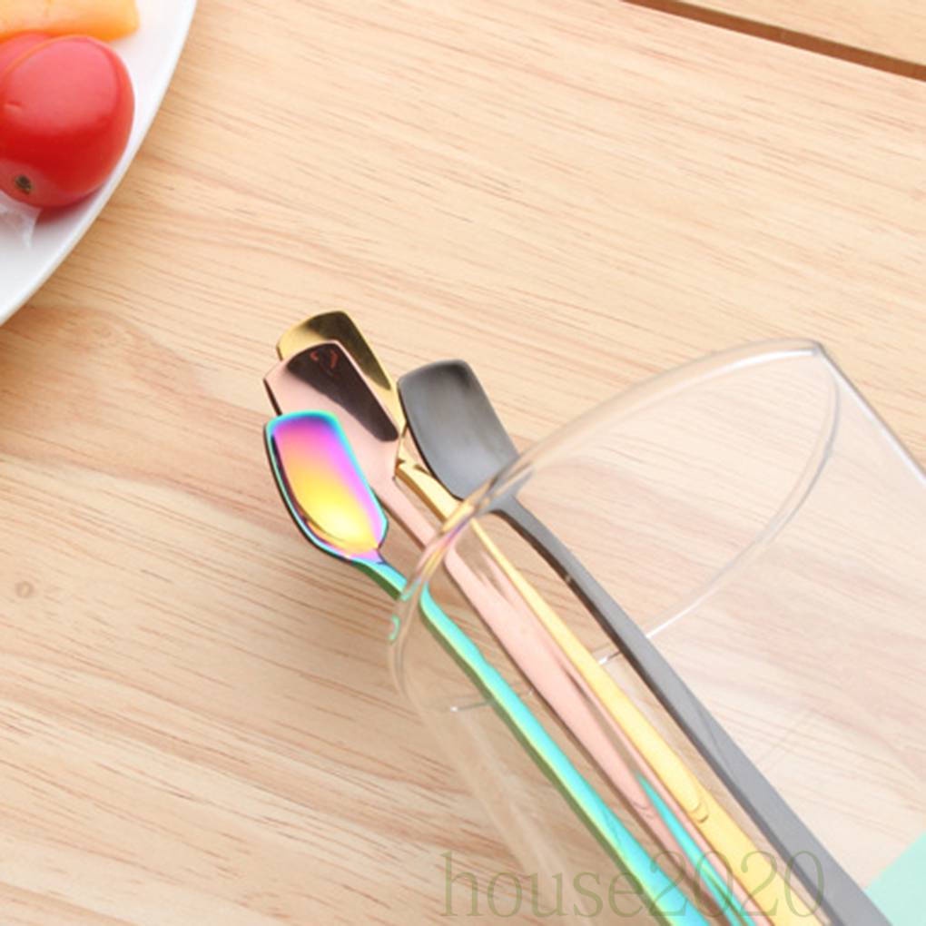 [HOUSE2020]Long Handle Iced Tea Coffee Ice Cream Spoon Stainless Steel Milk Cold Drink Stirring Spoons