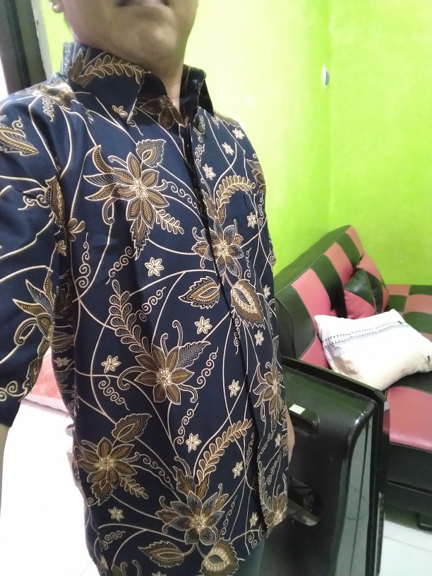 Batik Pria Kembang Biru Batik Solo Halus Asli Katun Primisima Full Furing
