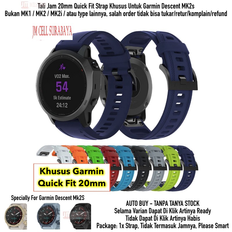 N37 Tali Jam 20mm Quick Fit Watch Strap Khusus Untuk Garmin Descent Mk2S