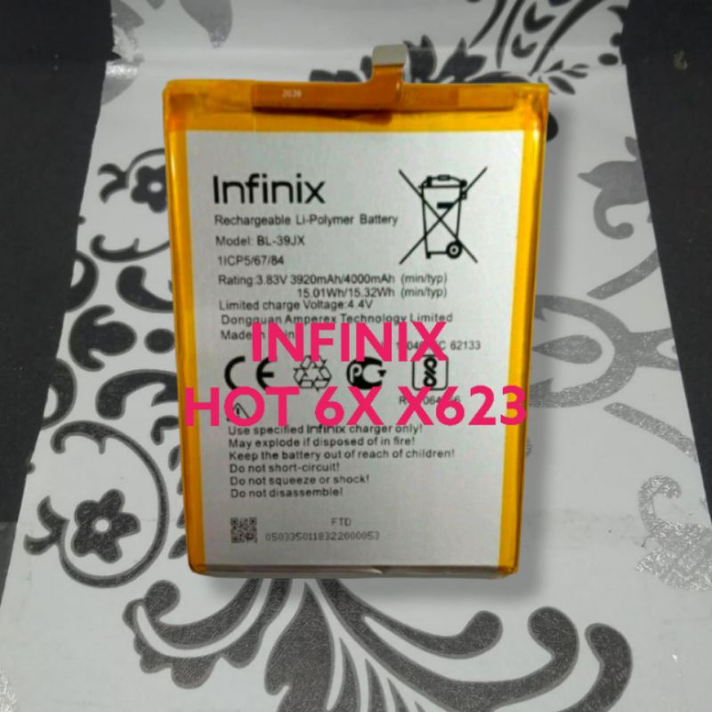 Batrai Infinix HOT 6X X623 Batre X 623 BL39JX Baterai BL 39JX Battery Original