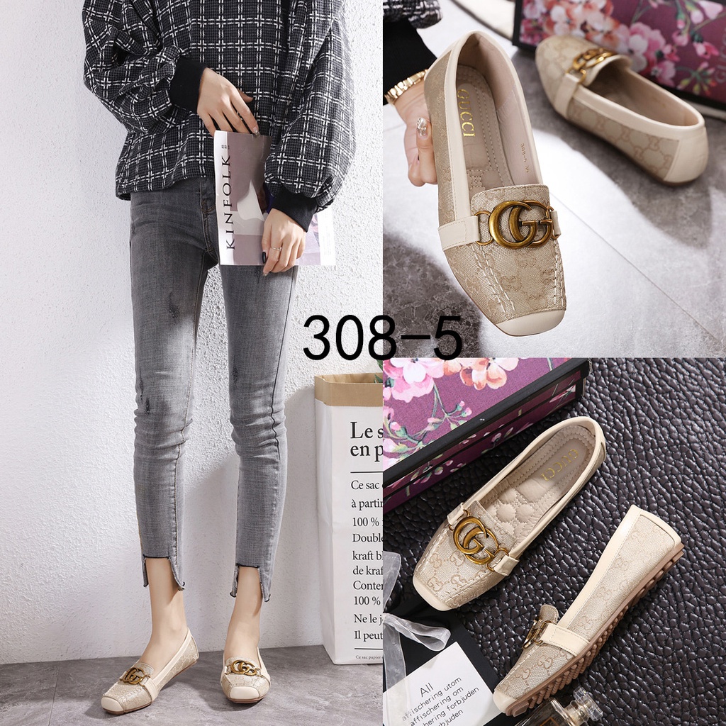 GC GG Marmont Canvas Flat Shoes #308-5