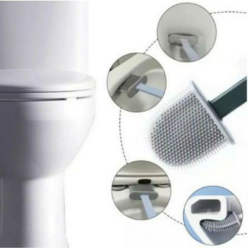 Sikat WC Silikon Sikat Pembersih Toilet Brush Silicone Flexible Dengan Wadah Aesthetic Fleksibel