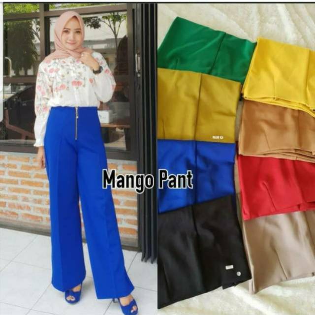 Celana kulot panjang zipper highwaist bahan wedges