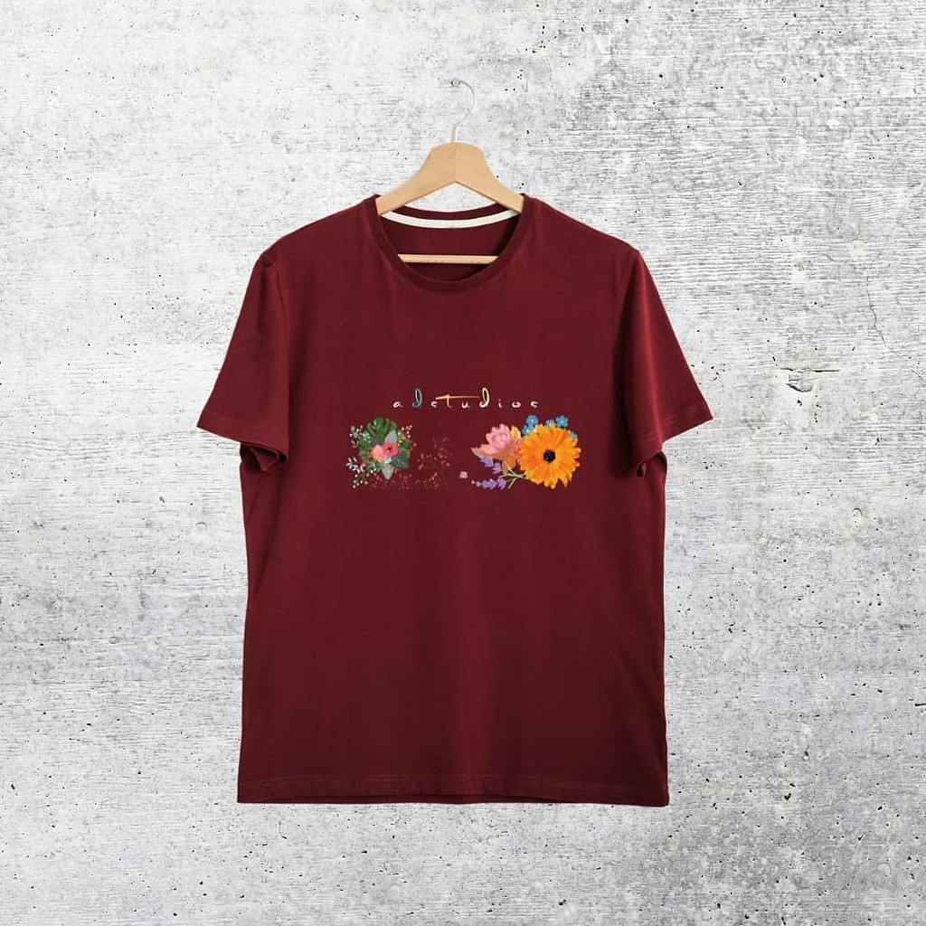 kaos pria wanita distro kaos bunga merah hati