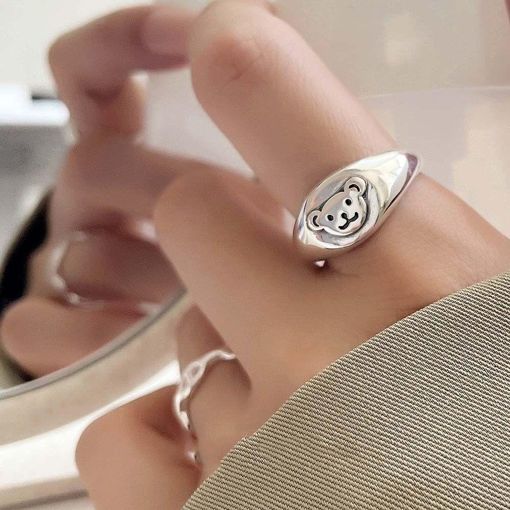 Mxbeauty Cincin Terbuka Wanita Lucu Adjustable Hidung Babi Punk Untuk Anak Perempuan Perhiasan Jari Hollow