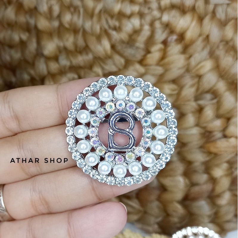 Bros B,bross button,pin Bros buttonscarves-B bulat mut silver