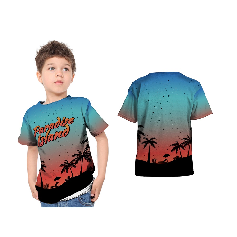 Baju Kaos Pantai Anak Anak Cewe Cowo Full Printing - Tshirt Kaos Baju Pantai Anak Anak Pantai 02