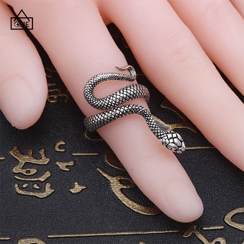 COD❤Cincin Unisex Desain Ular Punk Cincin Multilayer Keren yang Dapat Disesuaikan Hadiah A one