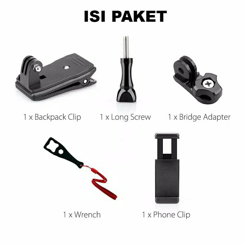 Klip Holder HP dan Action Cam di Tali Strap Tas Dada Clip Clamp For GoPro Xiaomi Yi Handphone