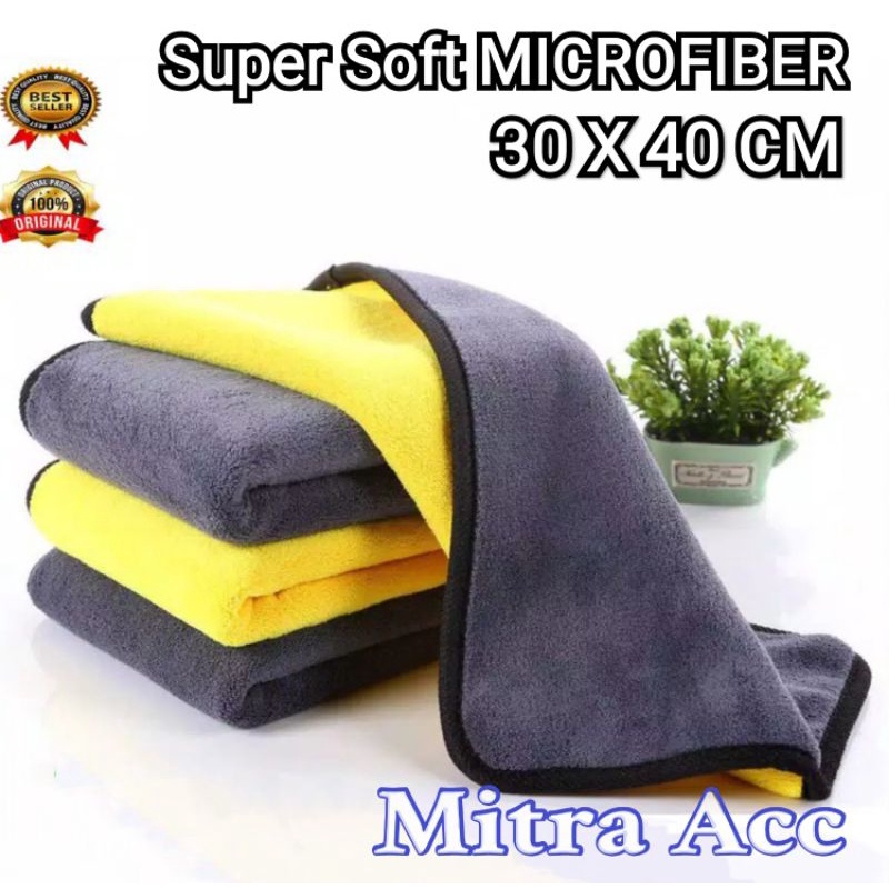 KAIN LAP MICROFIBER 500GSM 30X40CM / KAIN LAP MOBIL MOTOR LEMBUT TEBAL CAR WASHCLOTH