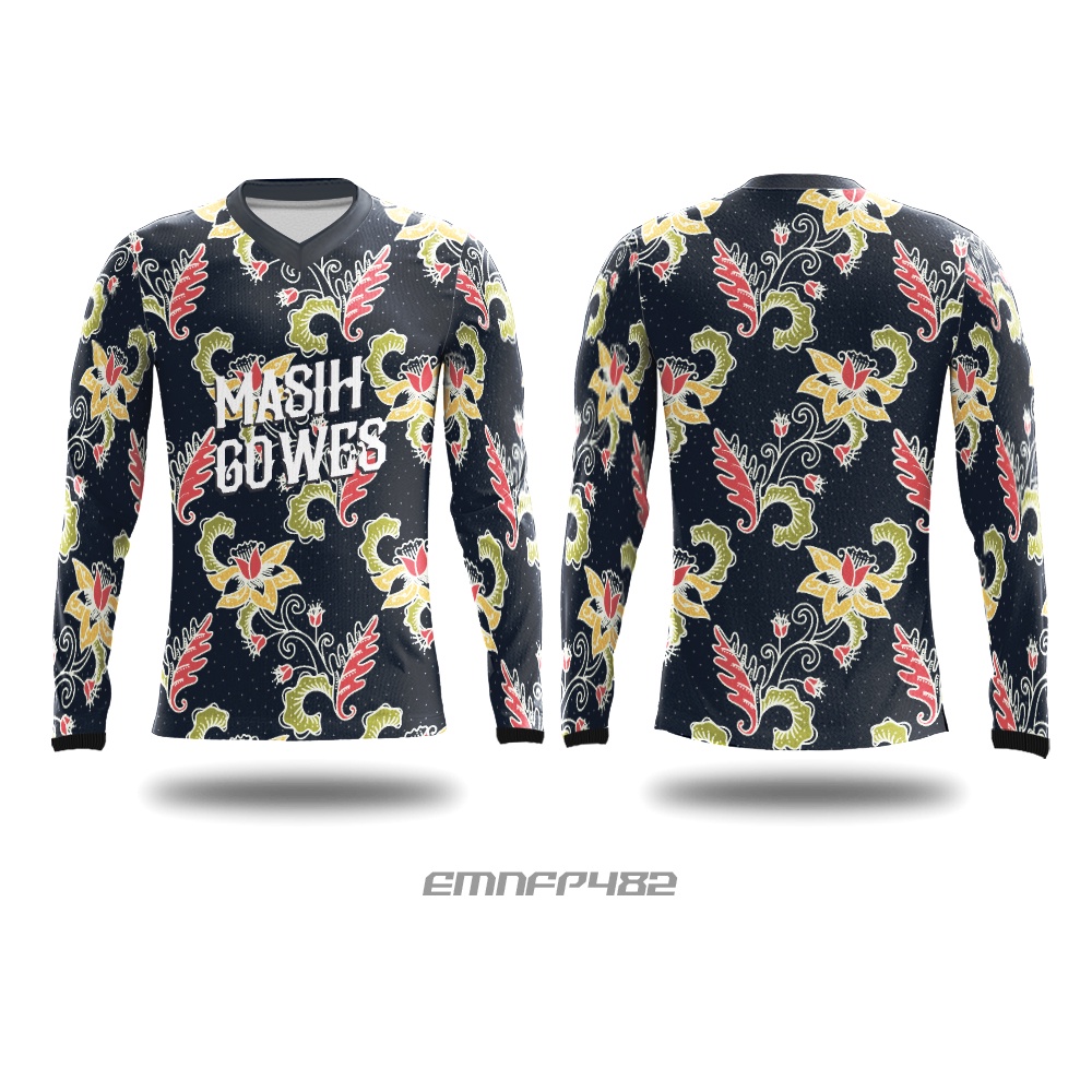 Kaos Jersey Sepeda Gowes Motif Batik Roadbike MTB Downhill Dryfit Fullprint Custom EMN482 Dary Appar