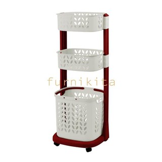 Keranjang Baju Rak Serbaguna Laundry Basket Rovega Susun 3 Keranjang Baju Rak Serbaguna Laundry Basket Rovega Susun 3