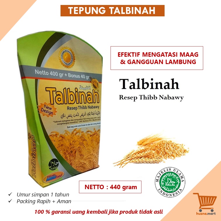 

Talbinah Tepung Gandum Herbal - Lambung - Maag -Tepung Talbinah isi 440 Gram Original
