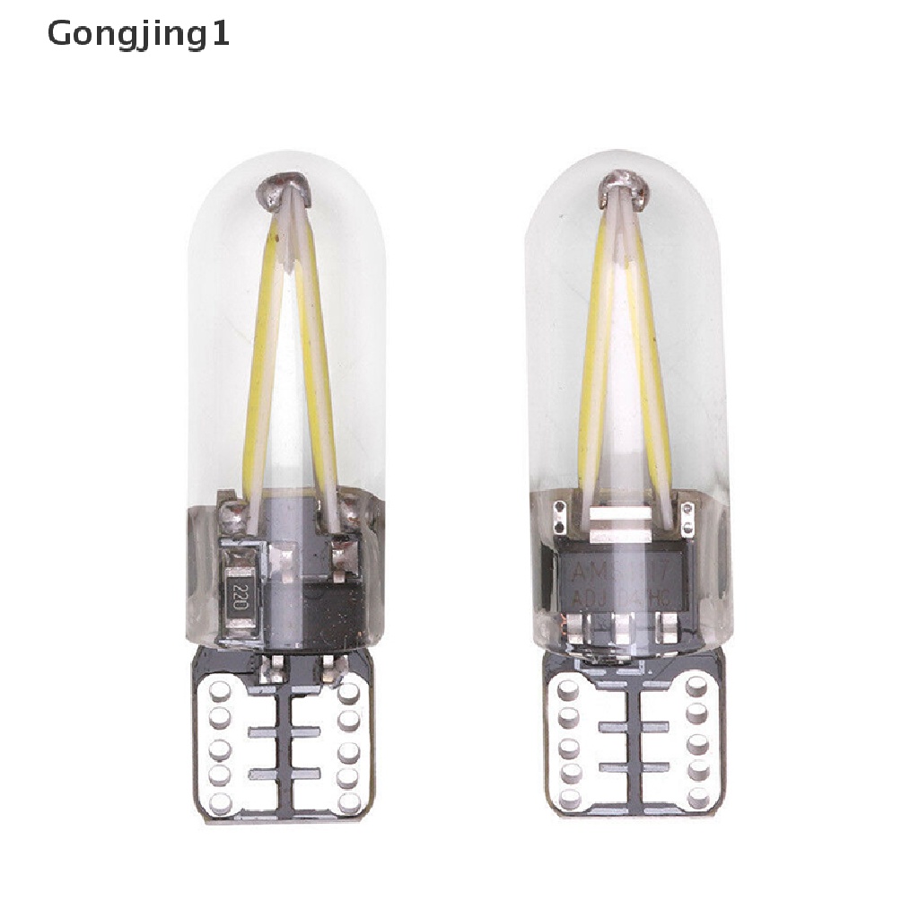 Gongjing1 10Pcs Lampu Led T10 Canbus COB 30 SMD 12V 6 Warna Bahan SILICA Untuk Plat Nomor Mobil