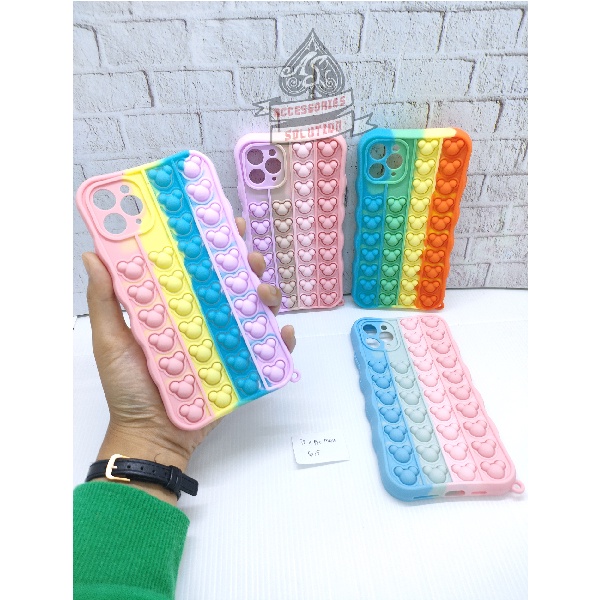 SILICONE CASE POP IT IPHONE 11 PRO MAX PELINDUNG CAMERA - CASE PENGHILANG STRESS PUSH IT BUBBLE CASE RAINBOW