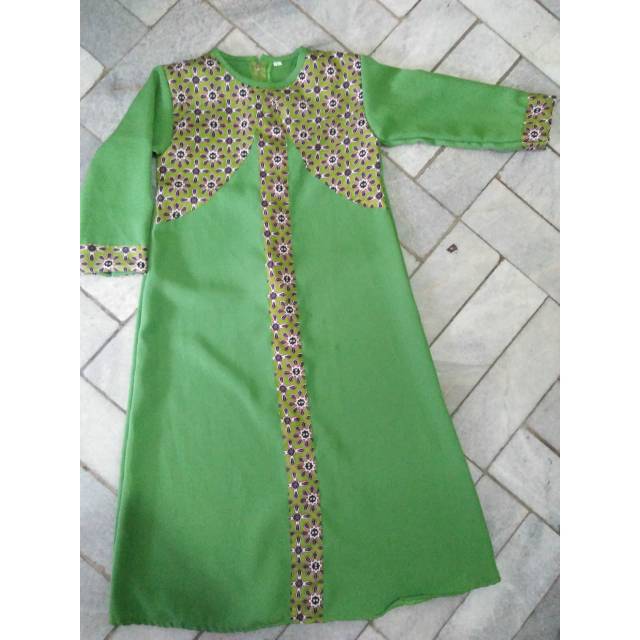 Seragam batik hijau RA/ TK atau TPA Gamis