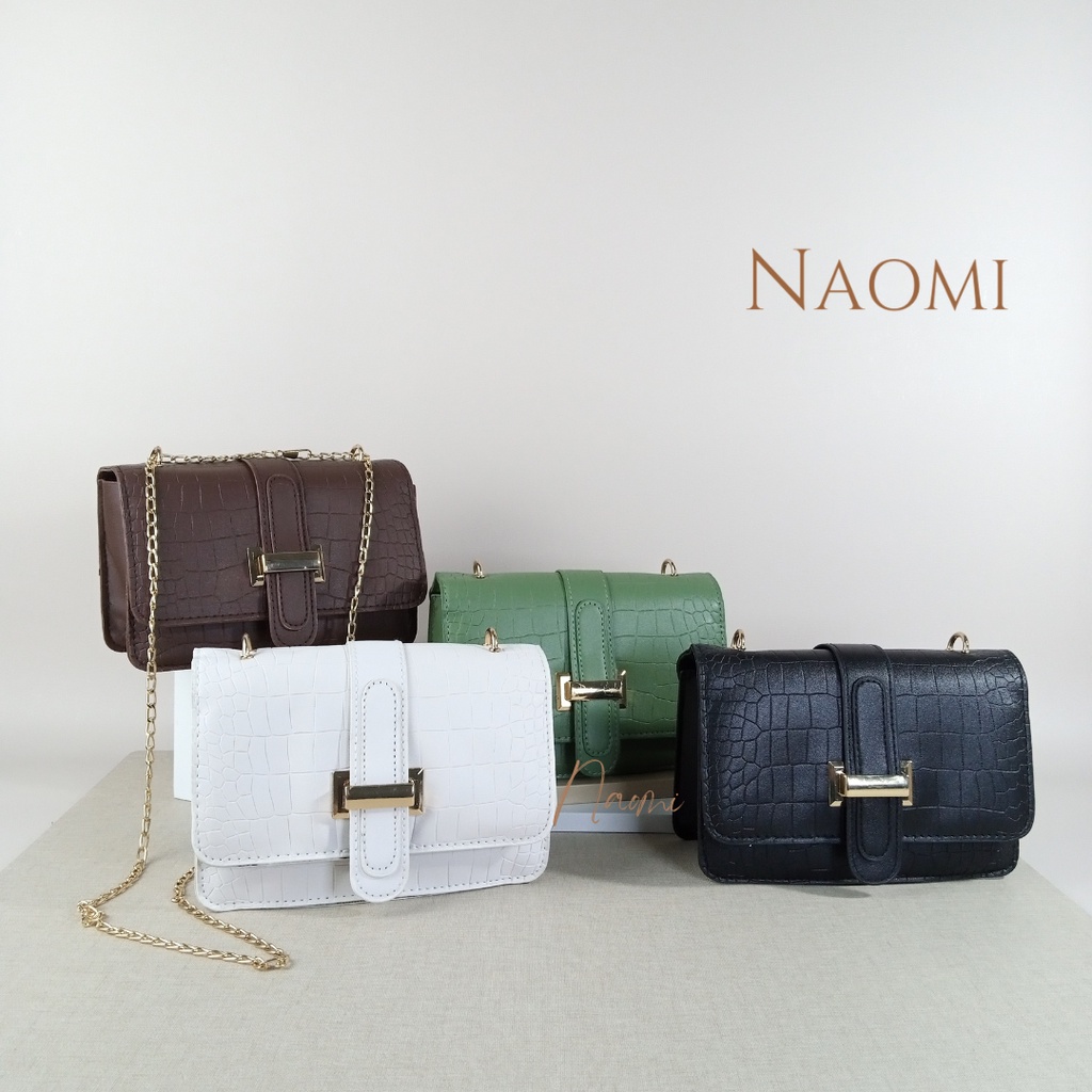 NAOMI - Gabriella Sling Bag Rantai Import Wanita - Elegant Simple Premium Shoulder Bag - Tas Selempang Kulit - Tas Wanita - Tas Naomi - Naomi Bag