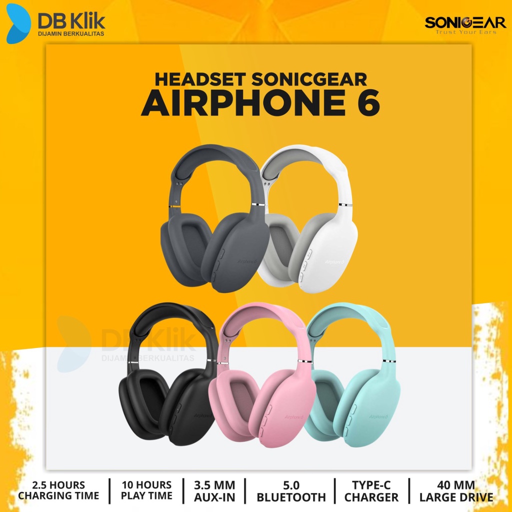 Headset SonicGear Airphone 6 Bluetooth 5.0 - Headphone Airphone 6