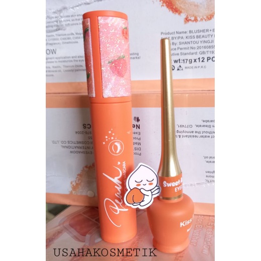 PROMO MASCARA PEACH + EYELINER PEACH  KISS BEAUTY 2IN1