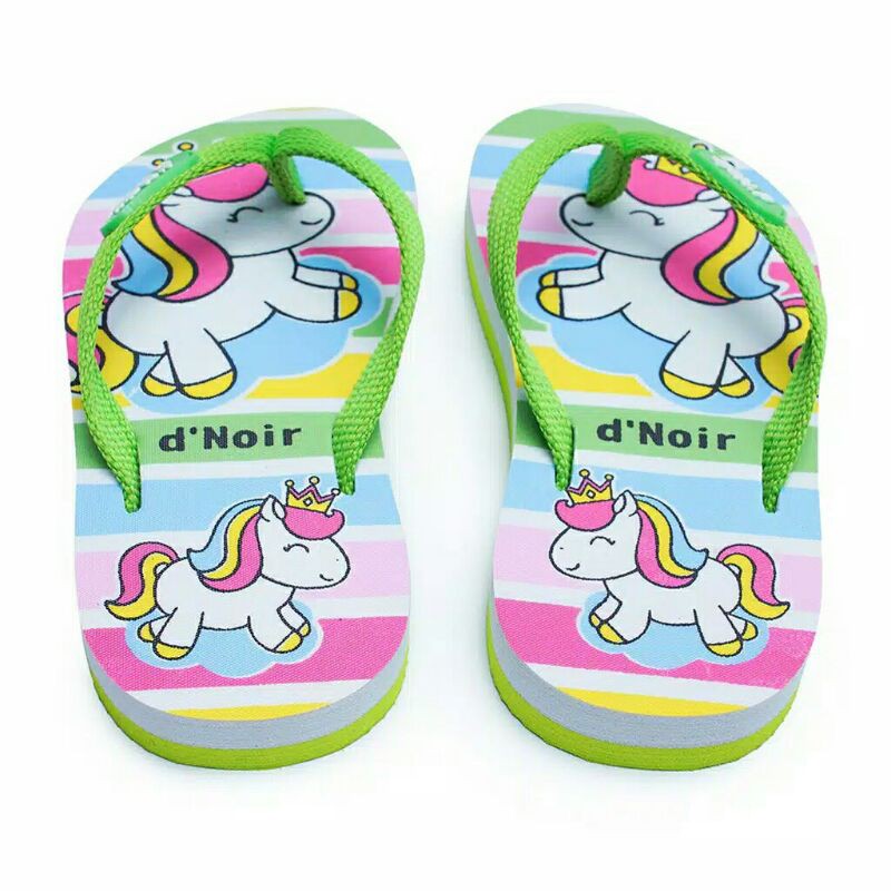 Sandal Anak Perempuan D'Noir Flat PONI HIJAU | Sandal Jepit Anak Perempuan