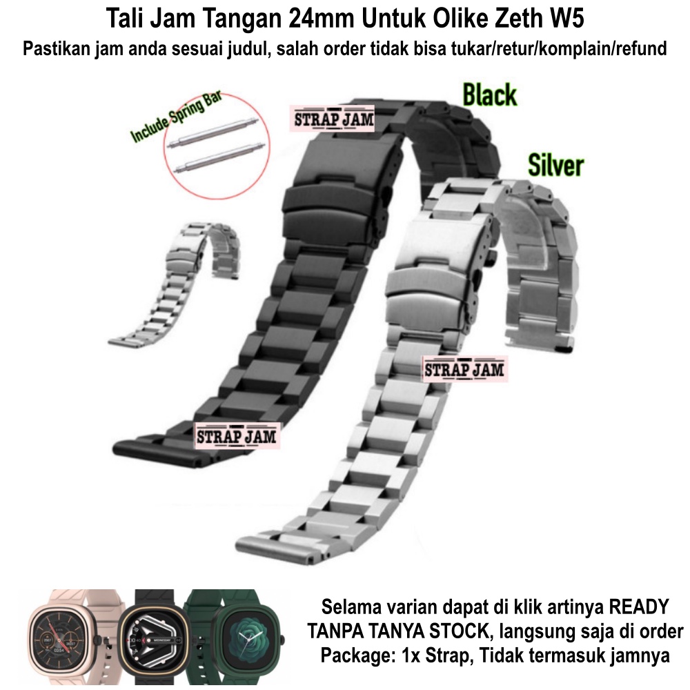 Tali Jam OLIKE ZETH W5 - Strap 24mm Solid Stainless Steel Padat Berat