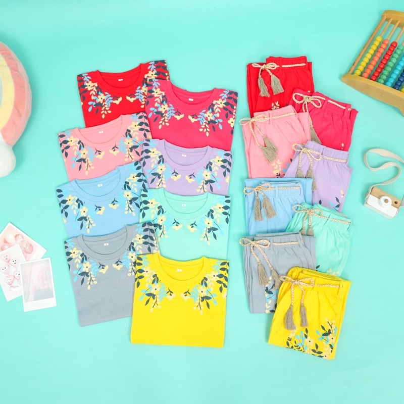 Piccolino Setelan Celana Panjang Anak Perempuan - Culottes Longpants Set Usia 6 8 10 12 14 Tahun