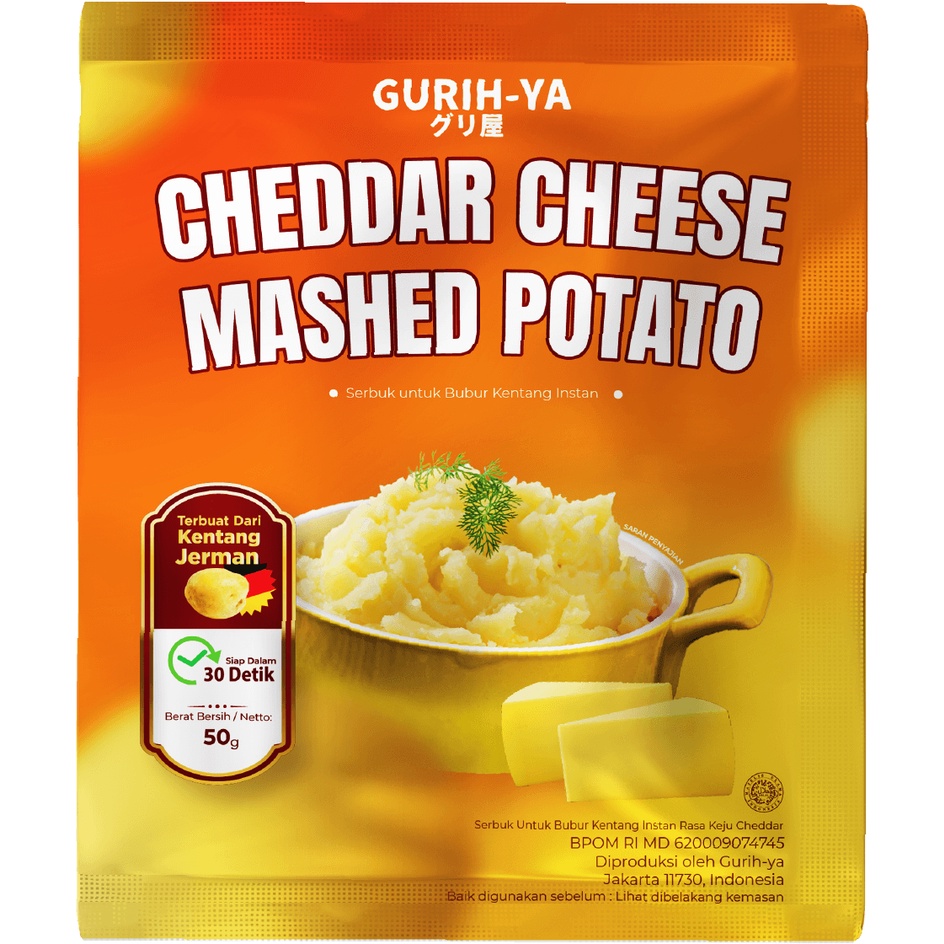 Gurih-ya Cheddar Cheese Mashed Potato 50g | Gurihya Tepung Kentang Keju | Gurih Ya