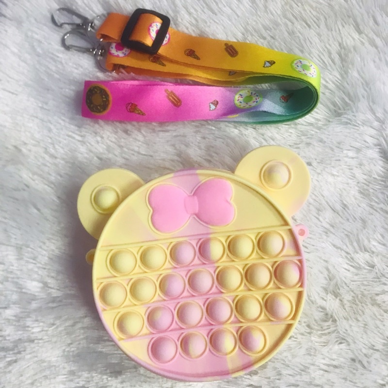 [BISA MENYALA] Tas Pop it LED Bisa Menyala Fidget Push Popit Mainan Pop it-Tas Mini Pink LED