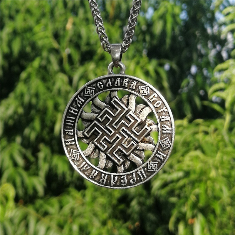 Kalung Liontin Jimat Rune Bahan Stainless Steel 316L Gaya Punk Viking Untuk Pria