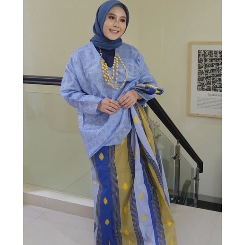 BAJU BODO MODERN  1 PASANG  SARUNG TENUN   ASLI KOTA SUTRA BEST SELLER OOTD BLUE ELSA FROZEN EDITION