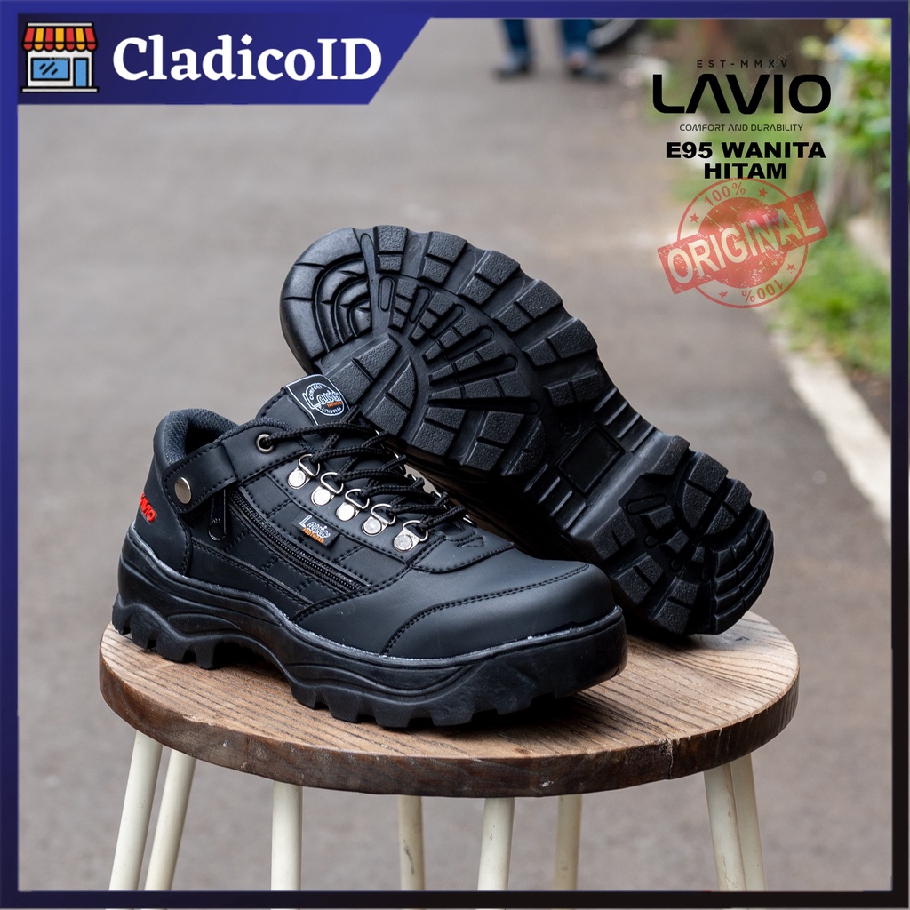 Sepatu Safety LAVIO E95 Ujung Besi Unisex Pria-Wanita Sefty Boots Cewe Kerja Lapangan Proyek Outdoor Haiking Mendaki Gunung