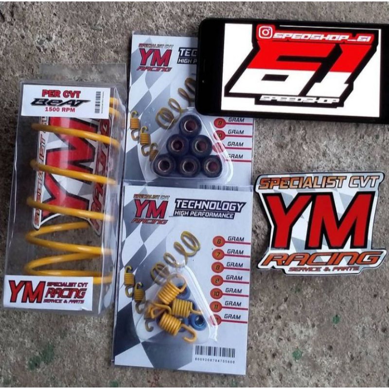 paket kirian beat karbu/scoopy karbu/spacy karbu ym racing percvt+roller+perganda