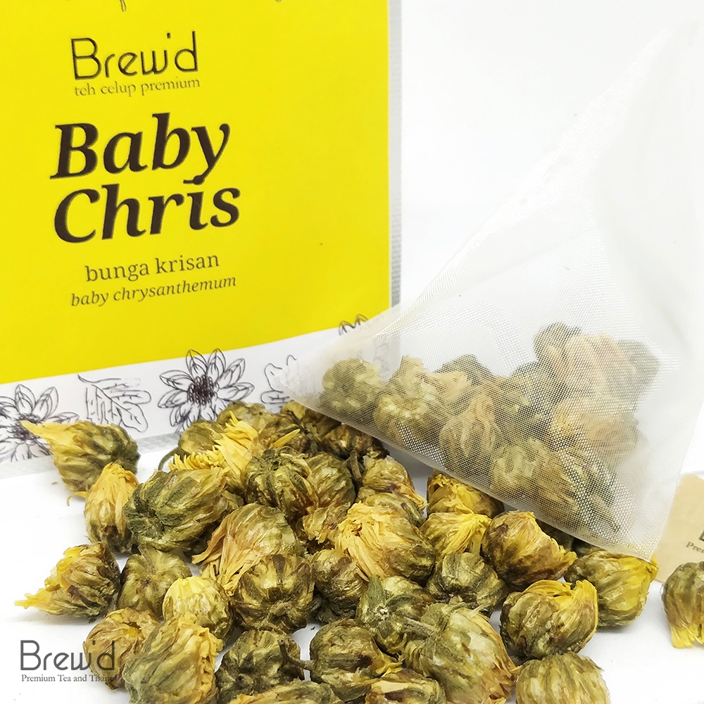 

Artisan Tea bag | Teh Celup Premium | PURE Chrysanthemum | BABY CHRIS | 100% Bunga Krisan | No Caffeine | 1 Pyramid bag | Brewd