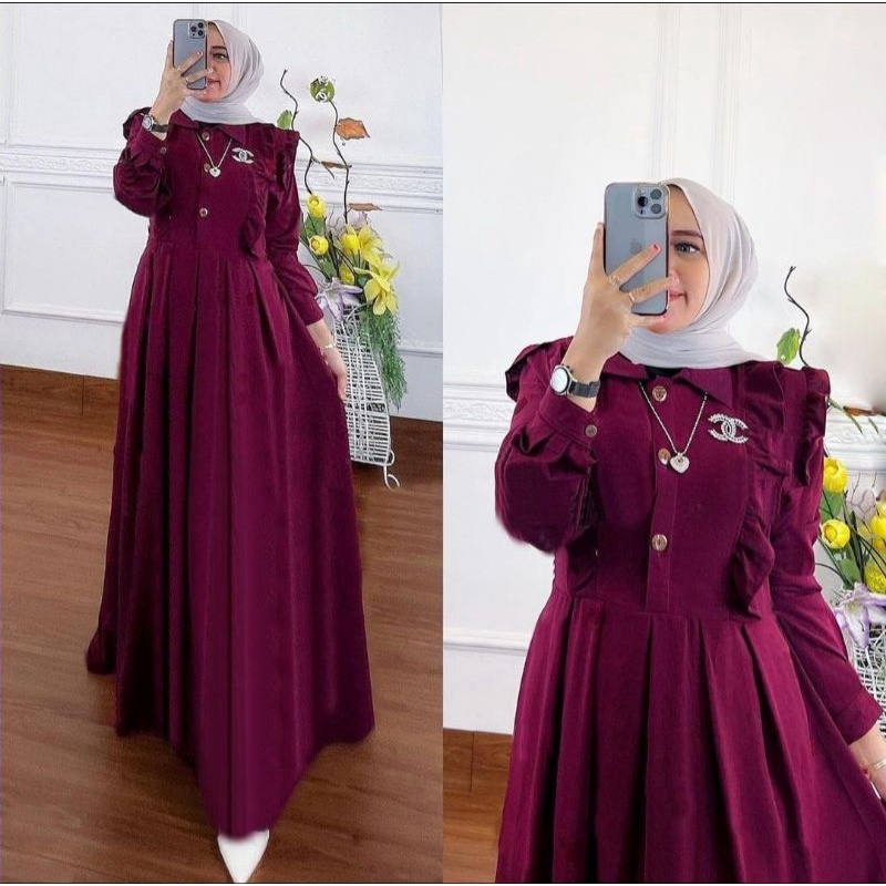 Gammis S M L Xl Xxl Cewek Gami Pesta Jubba Gsmis Model Rompi Hamis Pengajian Gamis Wanita Terbaru 20