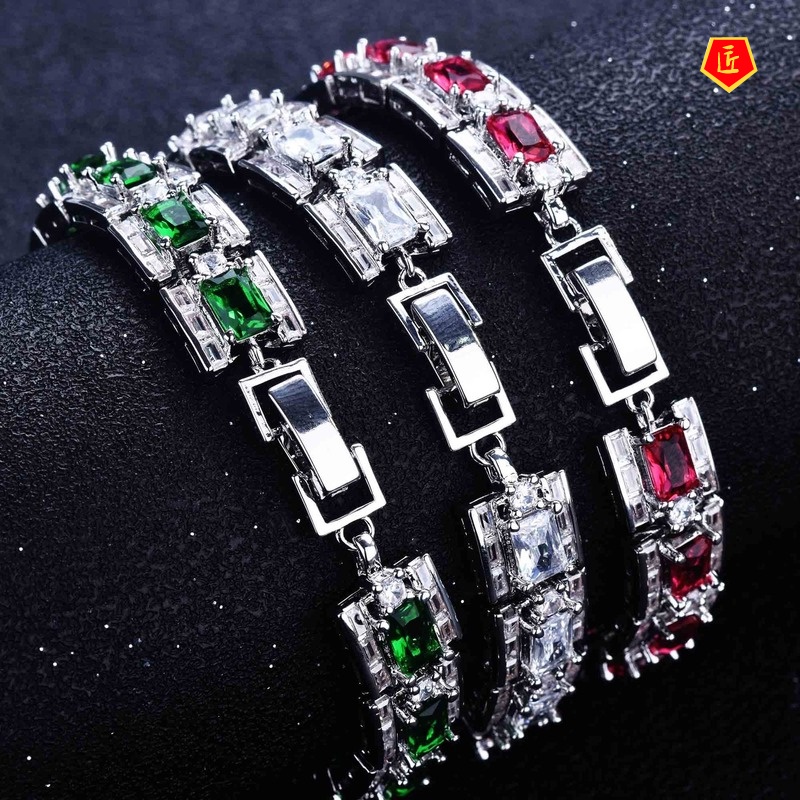 [Ready Stock]Luxury Emerald Colored Gems Bracelet