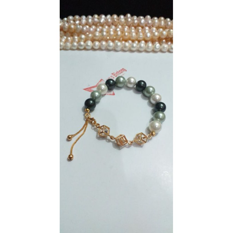 gelang mutiara lapis emas
