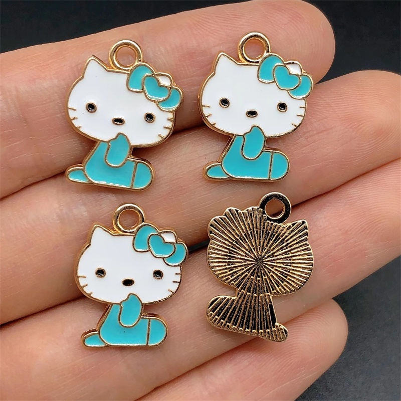 4pcs Liontin Bentuk Kucing Bahan Alloy Untuk Membuat Perhiasan Anting