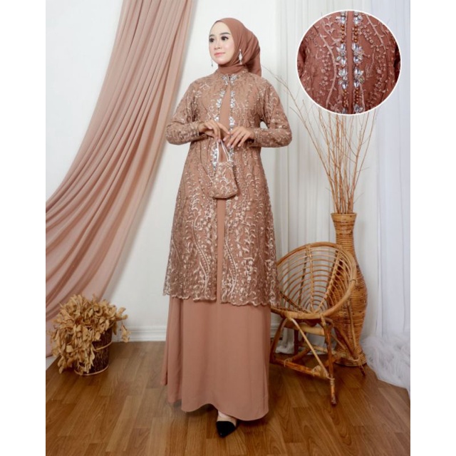 By Sierra Butik gamis cinderella / gamis 2 lampis / dress kardigan / gamis pesta / gamis kondangan / dress islami / gamis free masker / gamis model baru / gamis tulle mutiara